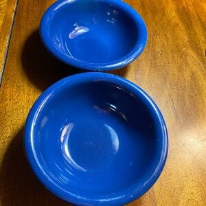 2 Blue 6 3/4” Henn Pottery Bowls